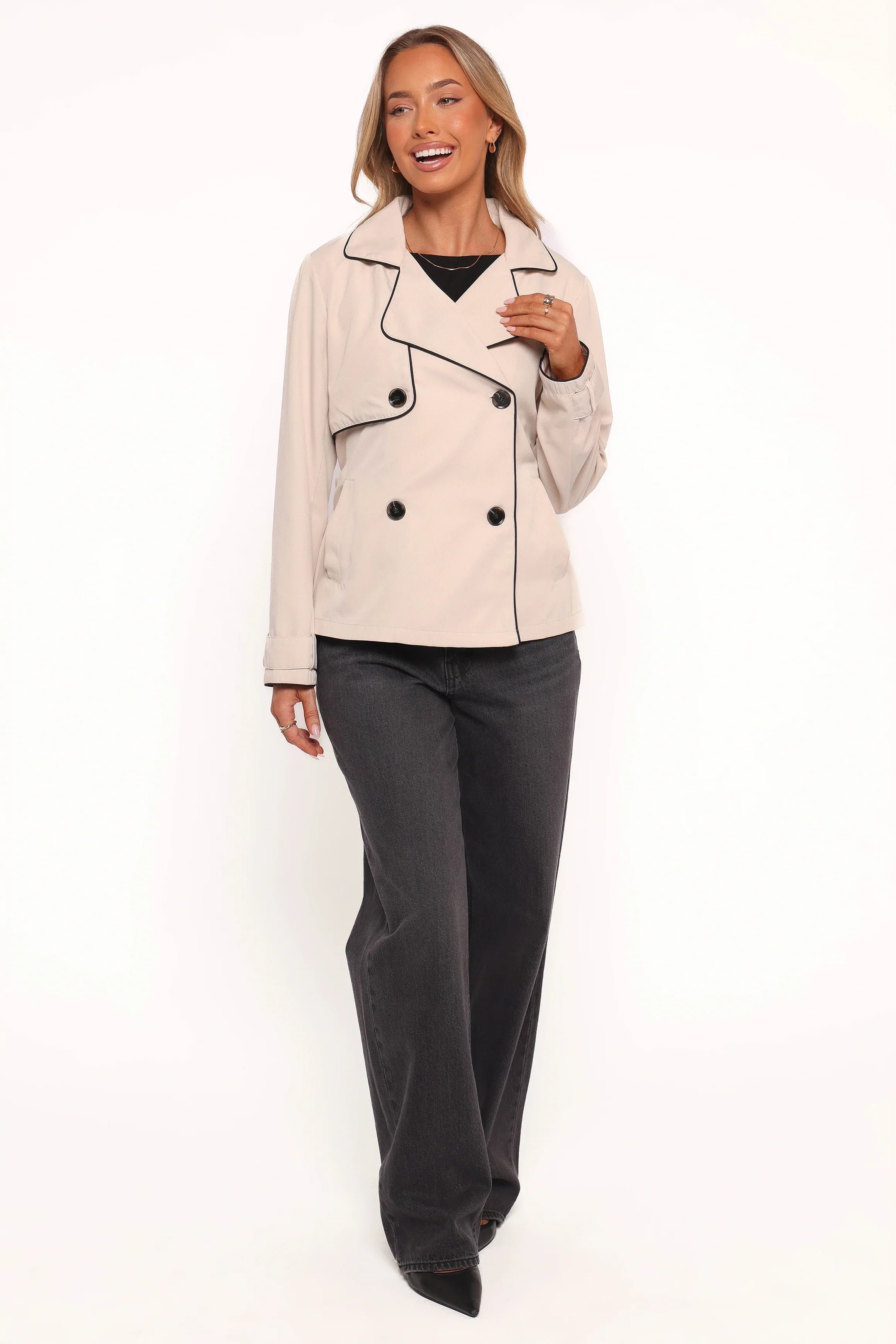 Franklin Cropped Trench Ecru
