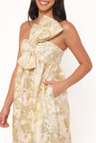 Betina Bow Front Maxi Dress Yellow Brocade