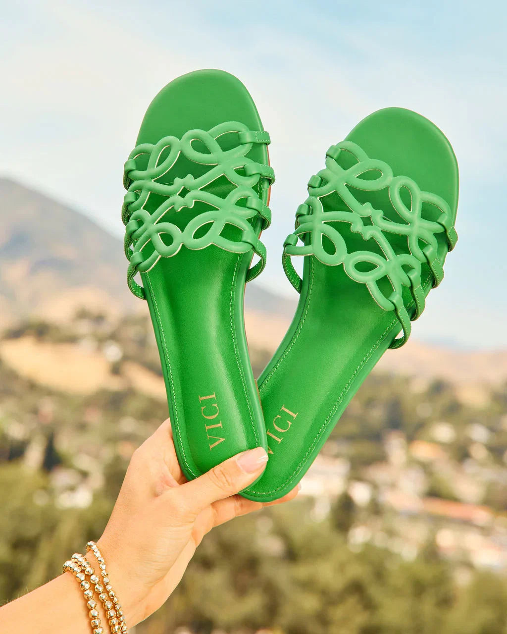 Sandy Toes Vegan Leather Petal Anagram Sandals