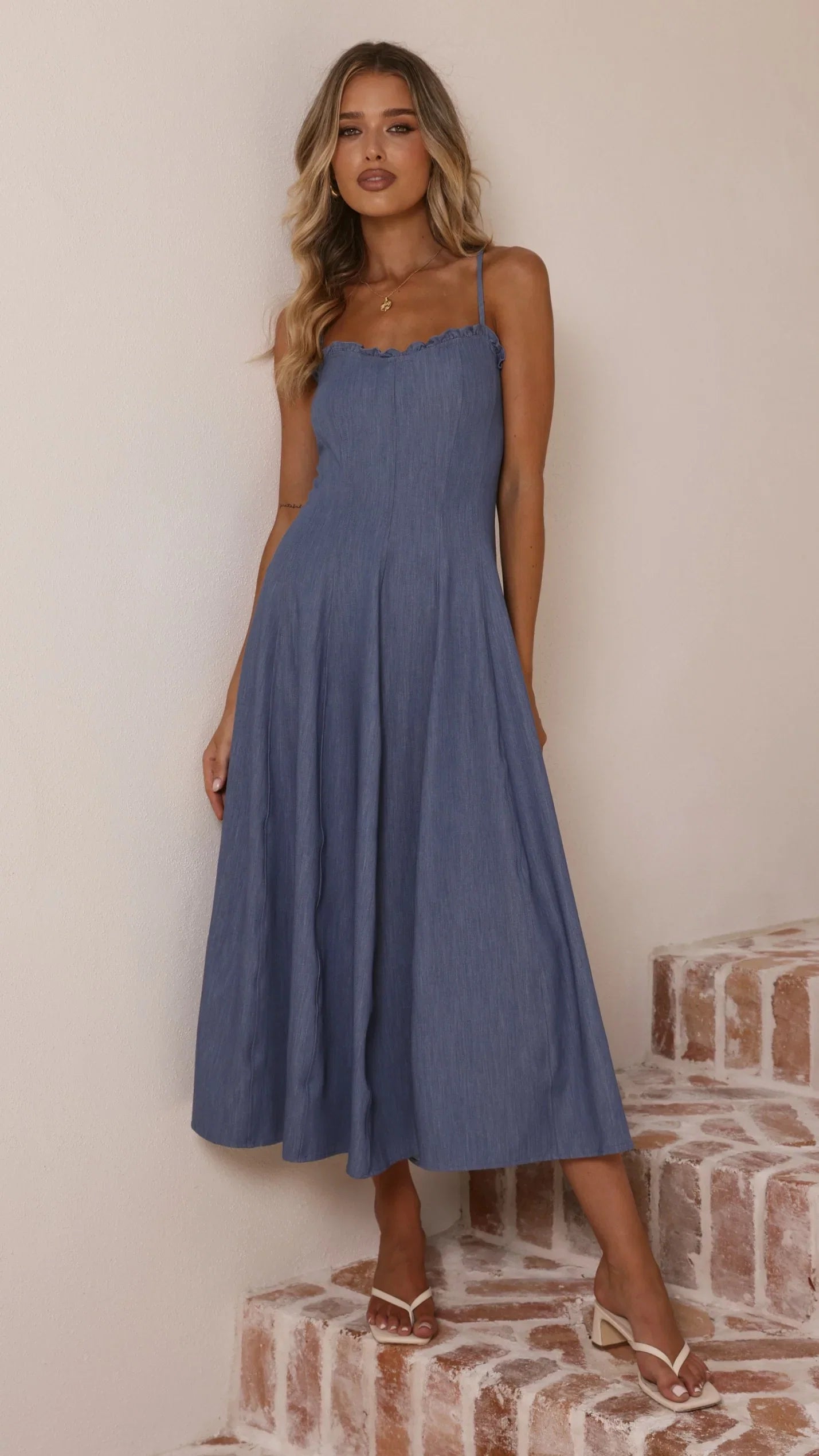Tanya Maxi Dress Blue Denim