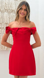 Taylor Bow Mini Dress Red