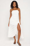 Living The Glam Life Strapless Midi Dress White