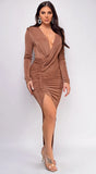 Jamila Brown Drape Dress