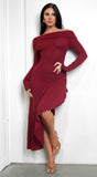 Romeo Red Off Shoulder High Low Mini Dress