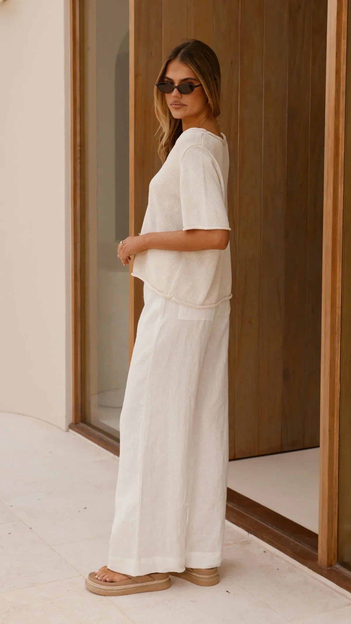 Spring Scoop Neck Tee Natural