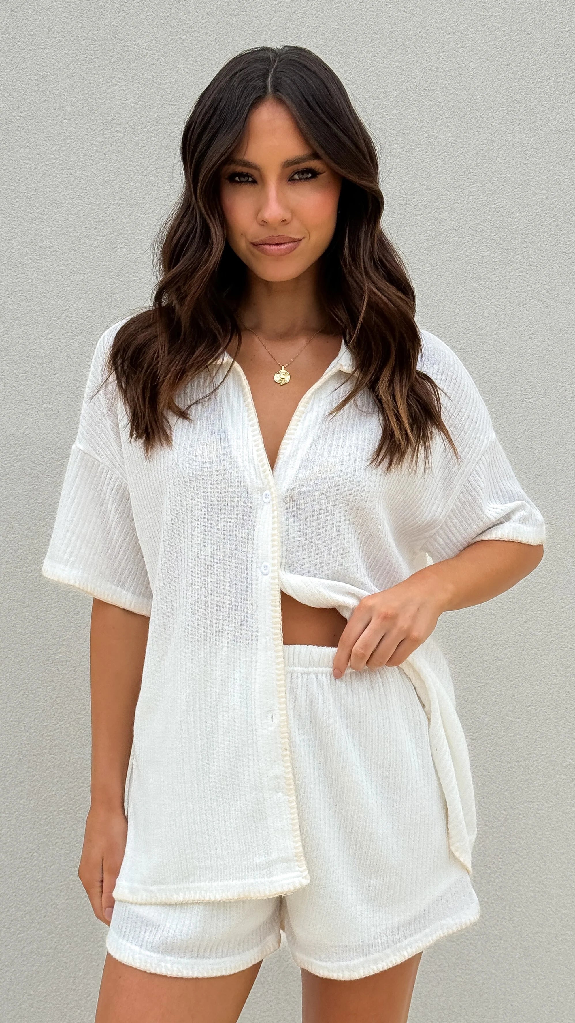 Eden Knit Top and Shorts Set White