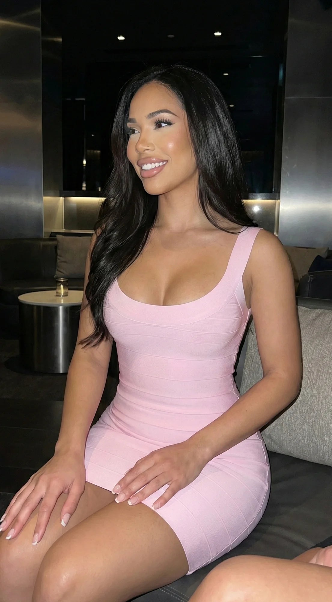 Lunelle Sculpt Bandage Mini Dress Pink