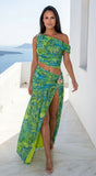 Tahlia Tropical Print Set Lime Green