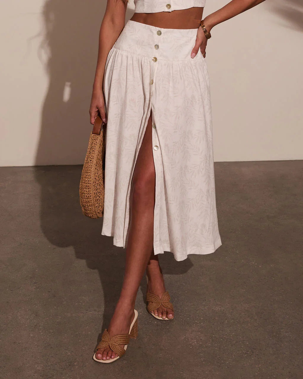 Tropical Chill Palm Midi Skirt