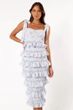 Marina Frilled Midi Dress Blue Floral