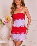 Darling Desire Tiered Lace Color Block Mini Dress