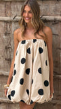 Everly Strapless Mini Dress Oat Black Polka