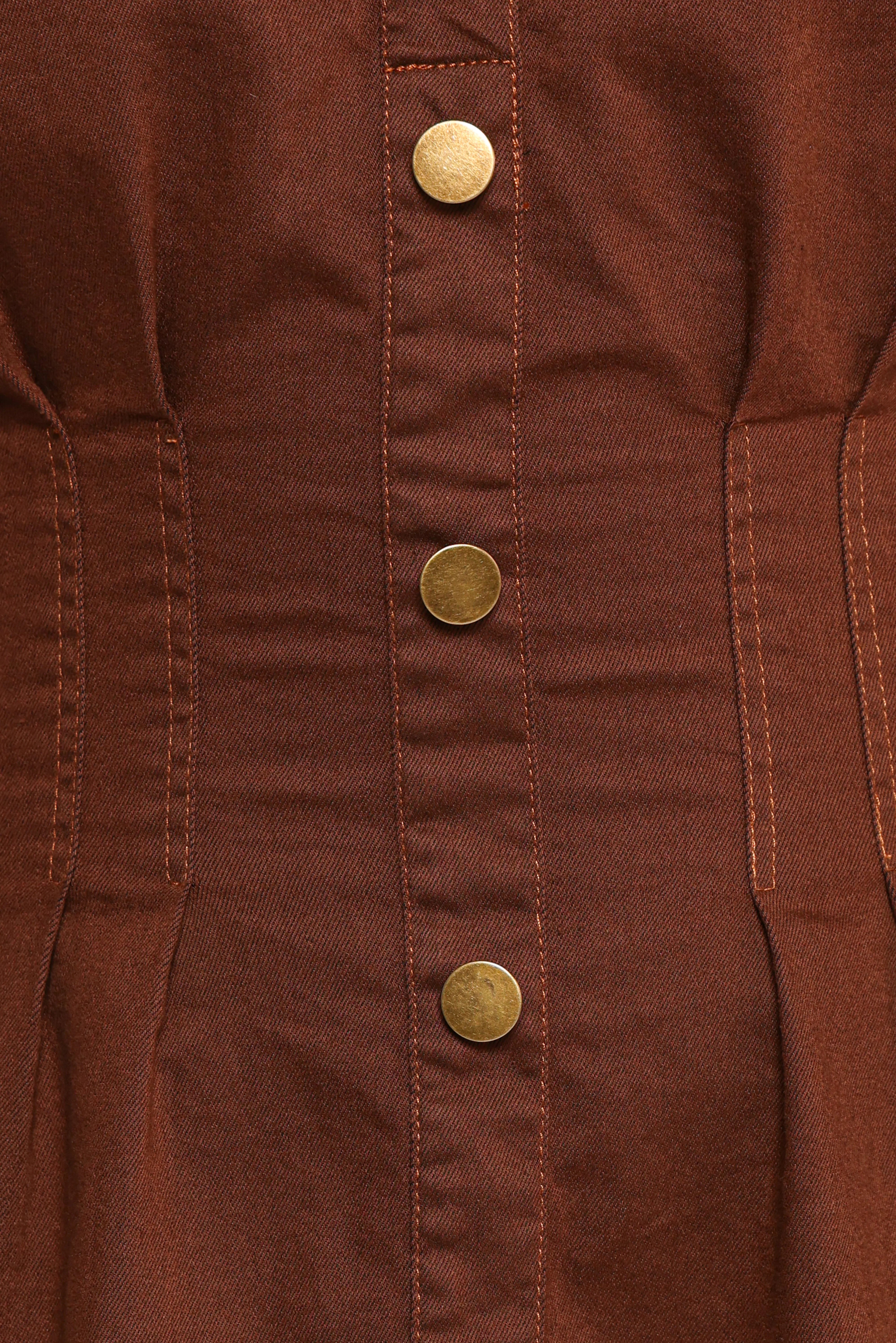 Phoenix Long Sleeve Mini Dress Brown Denim