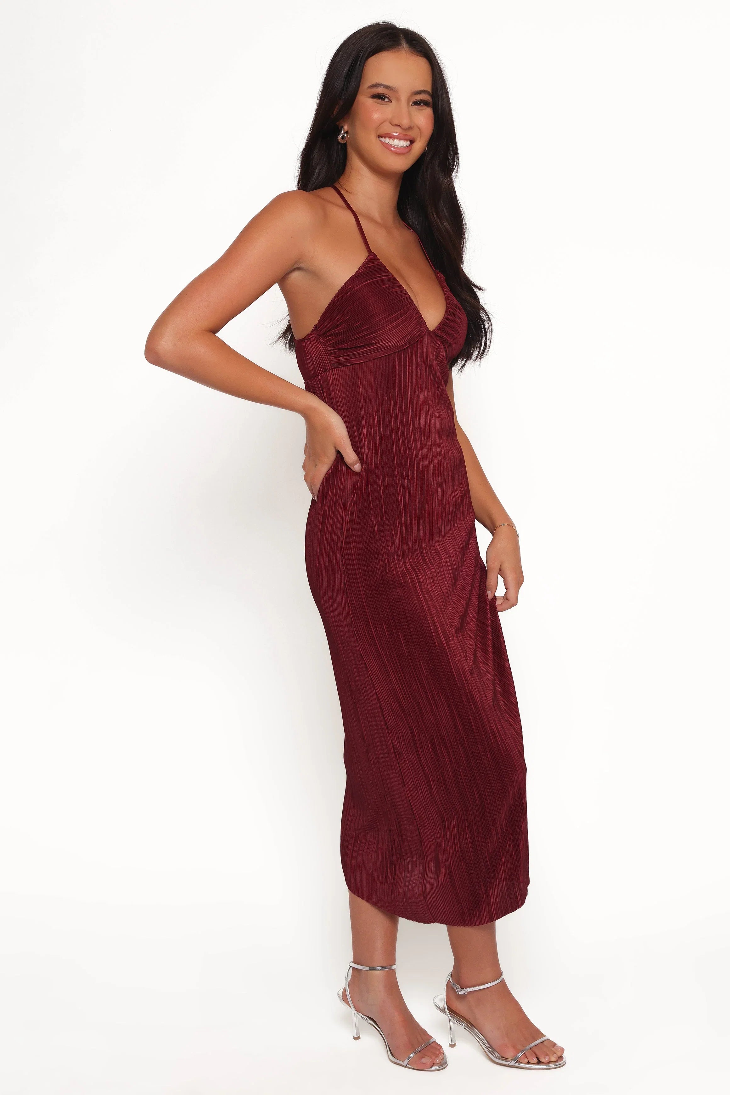 Safi Plisse Maxi Dress Wine