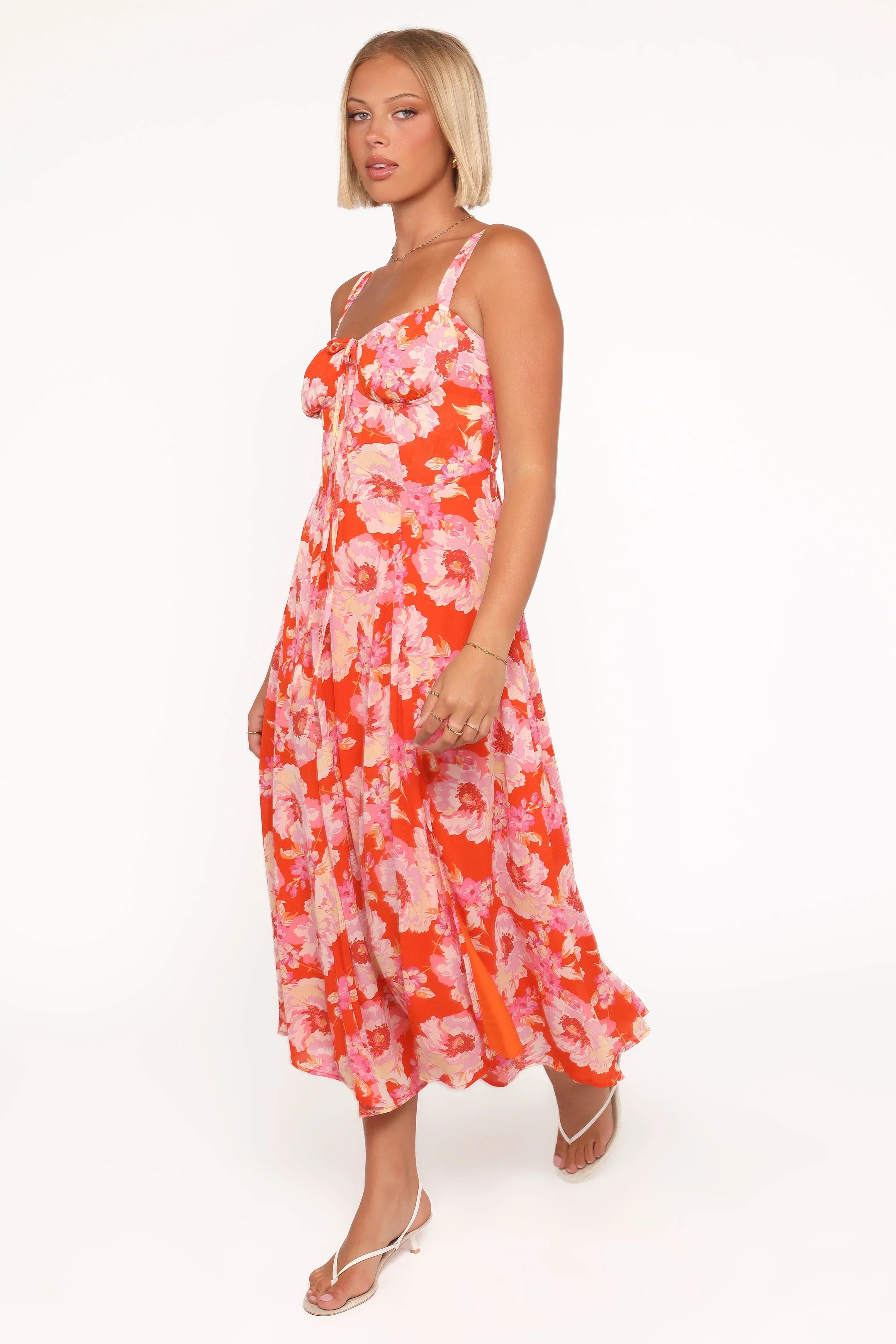 Elodie Midi Dress Red Floral