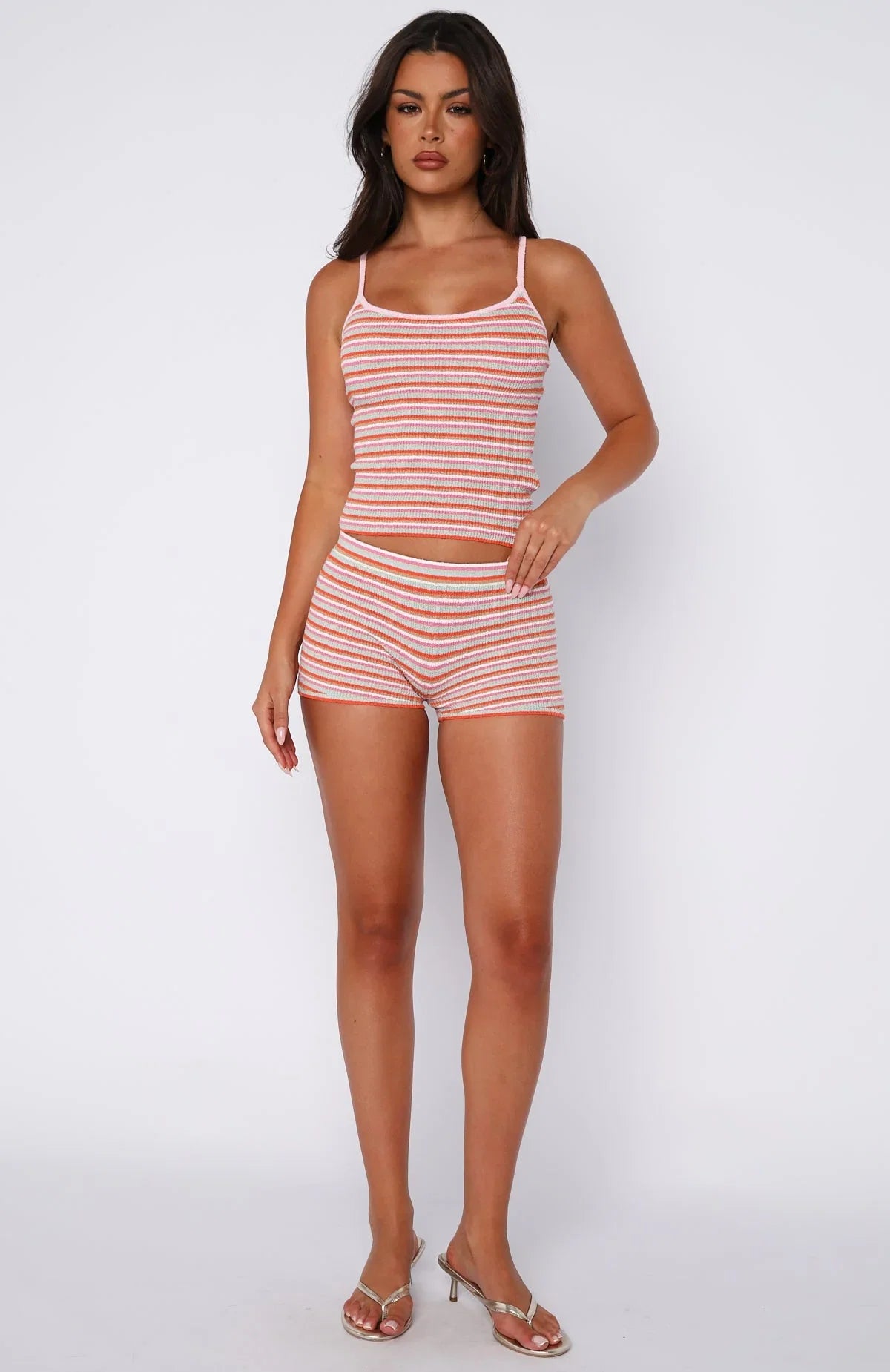 Volume Maxed Knit Top Cotton Candy Stripe