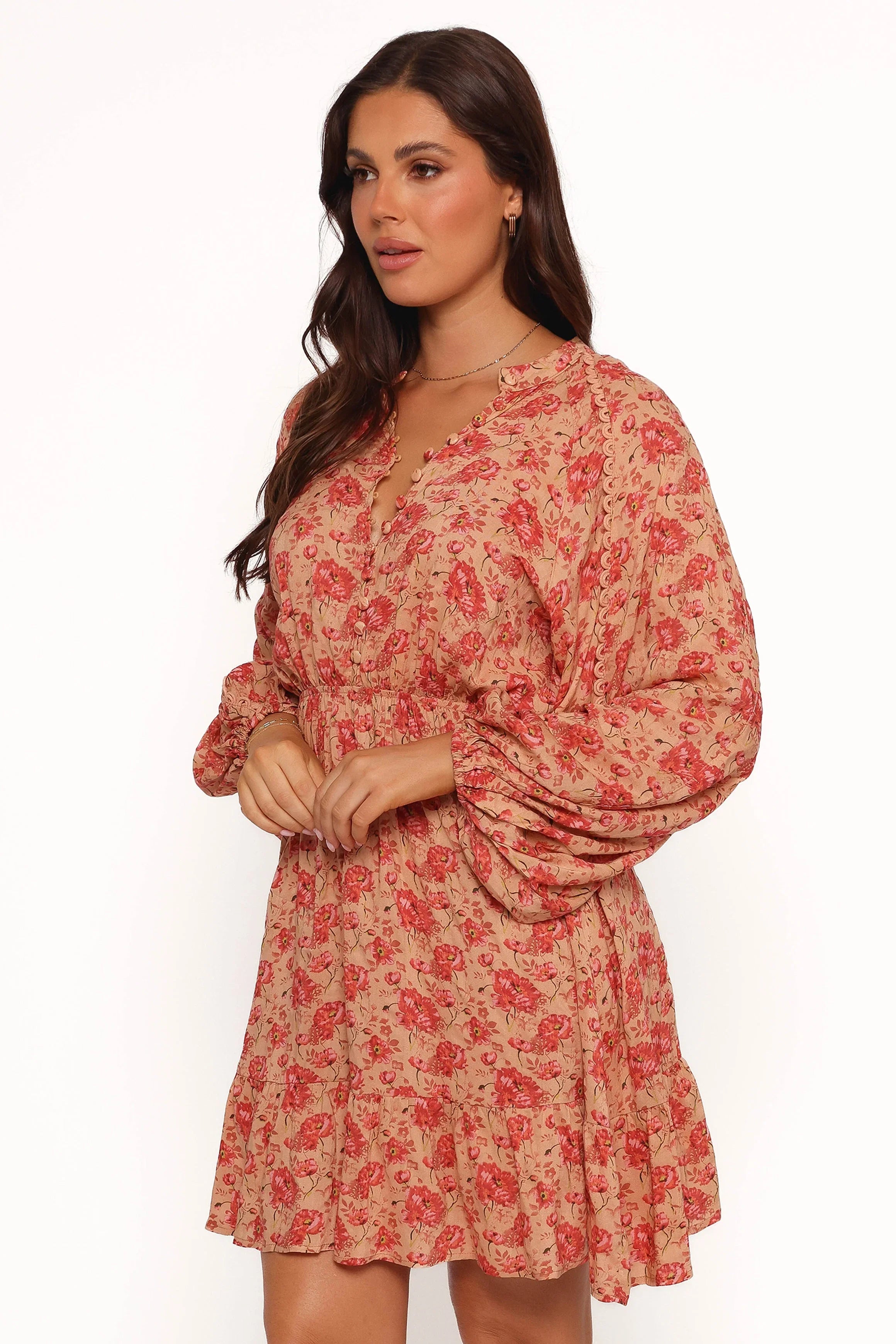 Marti Mini Dress Tan Floral