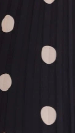 Cambree Peplum Top and Maxi Skirt Set Black Beige Polka Dot