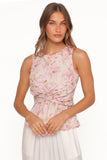 Limona Peplum Top Blurred Pink Floral