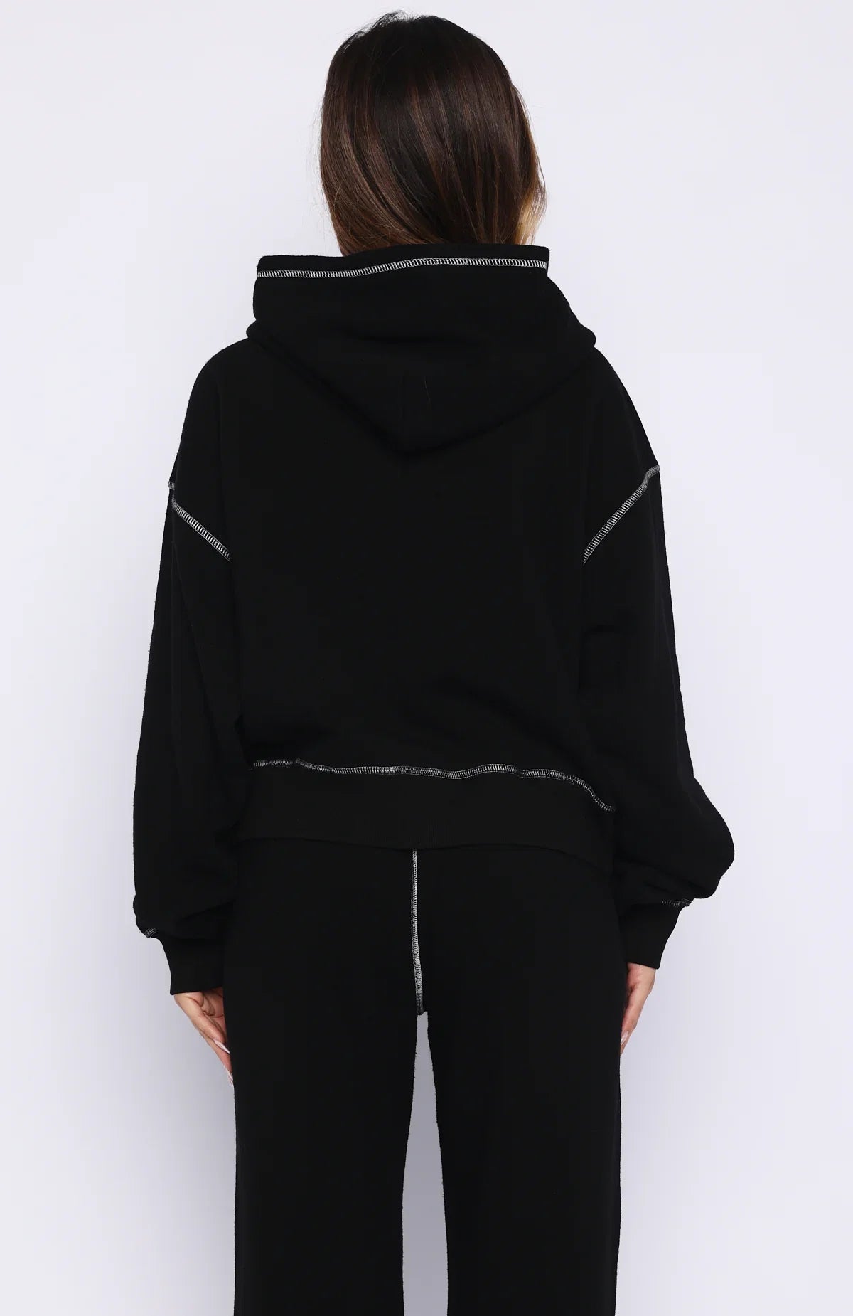 Flashing By Boxy Zip Front Hoodie Black