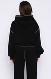 Flashing By Boxy Zip Front Hoodie Black
