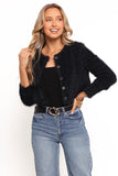Tavan Crop Button Front Cardigan Black
