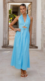 Wesley Halter Neck Maxi Dress Blue