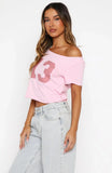 Whenever Youre Ready Off Shoulder Relaxed Tee Pink