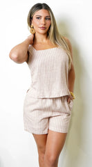 Edit Striped Linen Set Hazelnut
