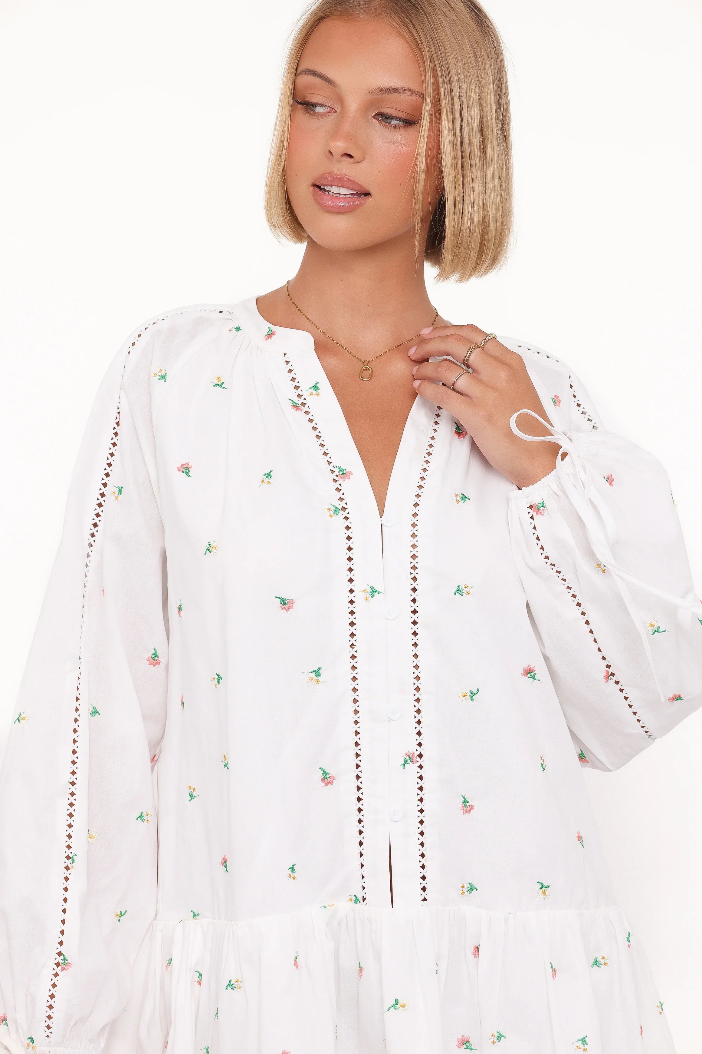 Hart Long Sleeve Mini Dress White Floral