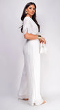 Selene V Neck Pleated Jumpsuit White