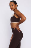 All The Glory Sports Bra Dark Chocolate White