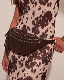 Canyon Glow Faux Suede Studded Belt Bag