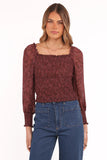 Alberta Top Burgundy Paisley