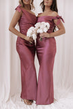 Selma Off Shoulder Maxi Dress Dark Rose