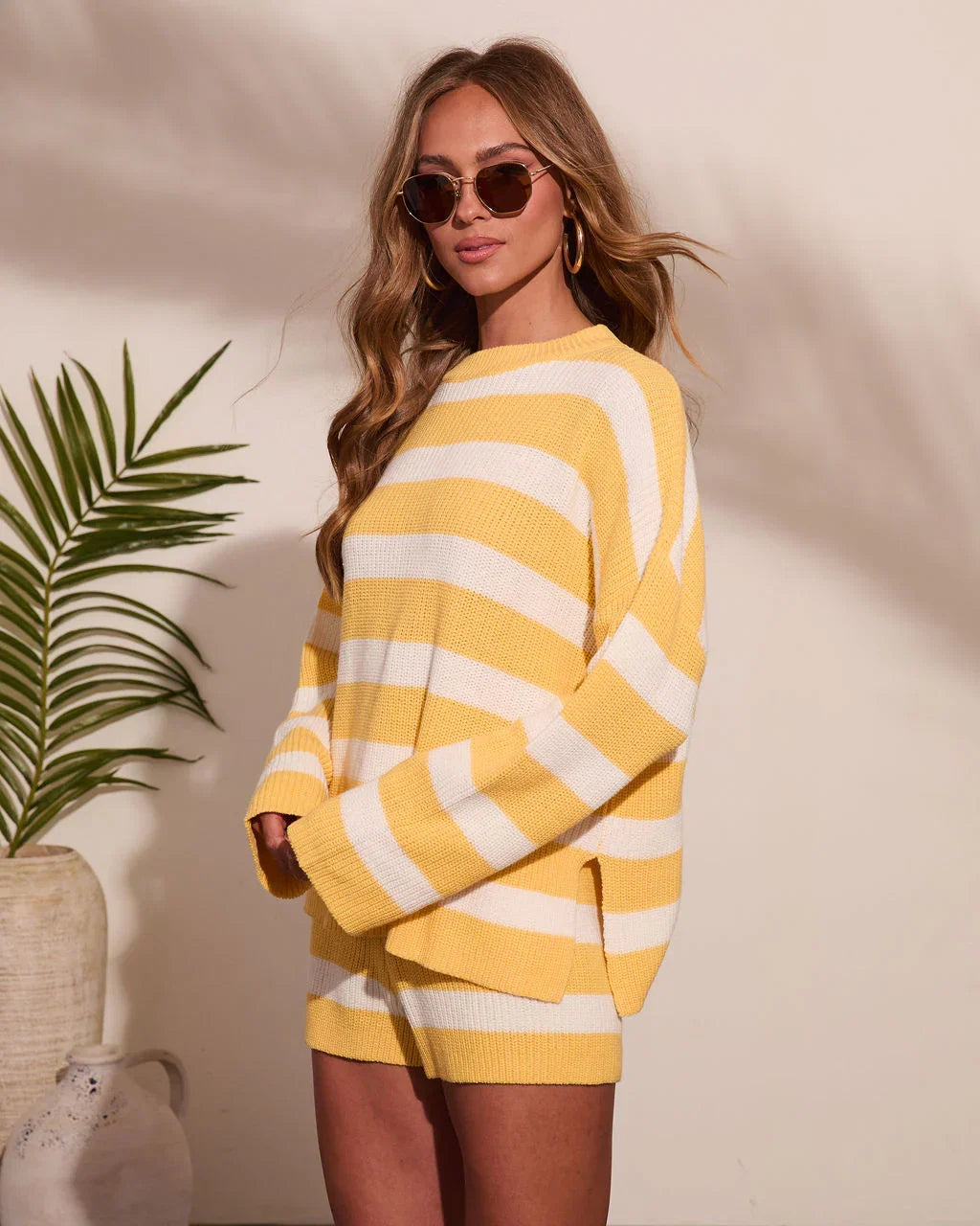 Sunshine Mood Striped Knit Sweater