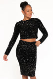 Leilani Midi Sequin Skirt Black