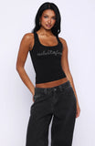 Radiant Beauty Studded Tank Top Black