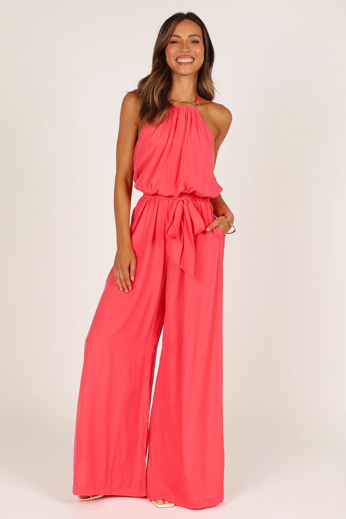 Dionne Halter Jumpsuit Flamingo