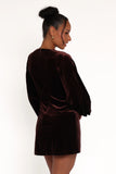 Twylar Long Sleeve Velvet Mini Dress Brown