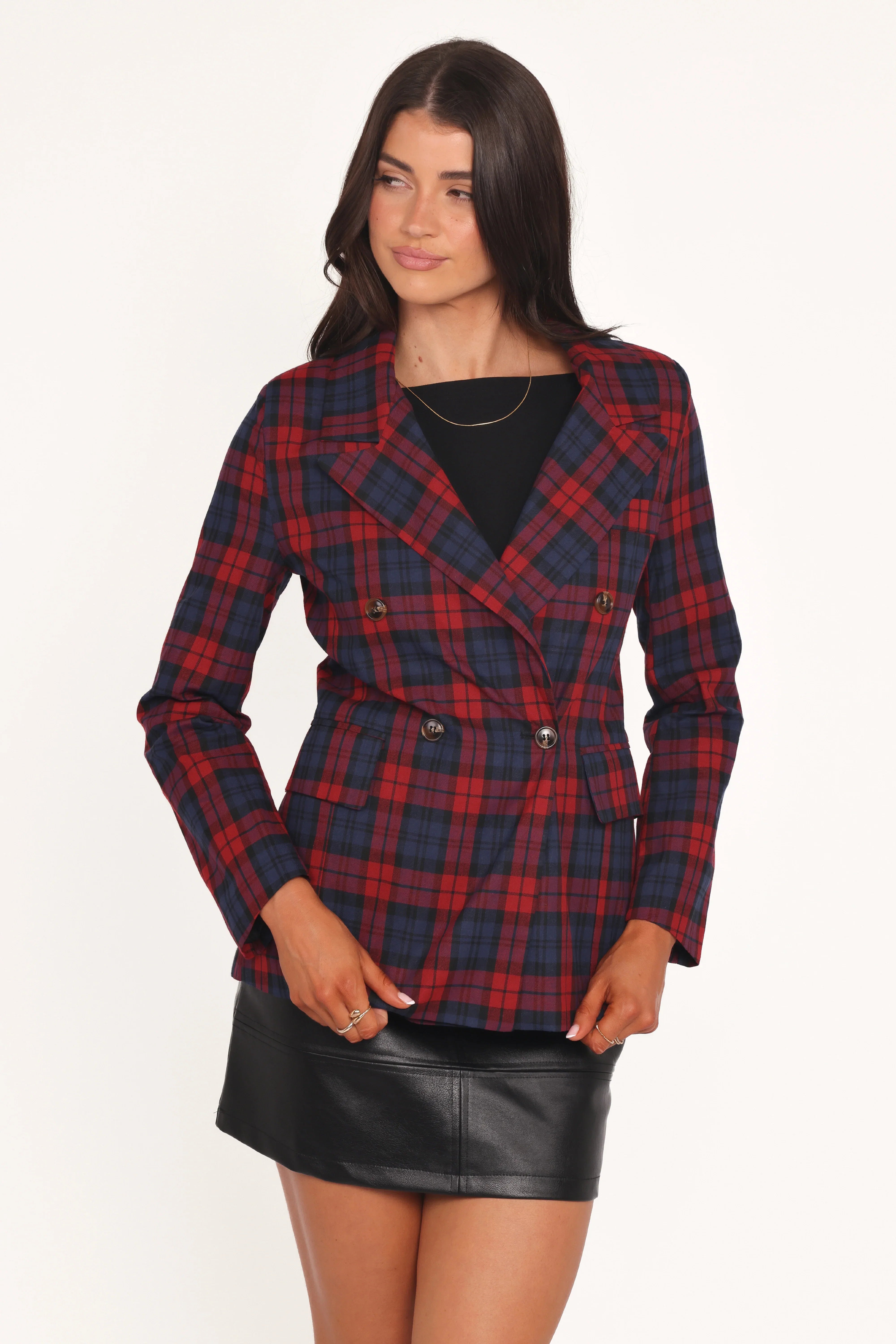 Juliette Blazer Red Plaid
