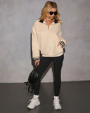 Minimal Edge Striped Quarter Zip Sweater