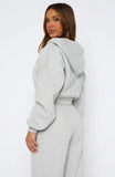 Stay Lifted Cropped Hoodie Dark Grey Marle