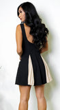Rhode Contrast Godet Hem Mini Dress Black