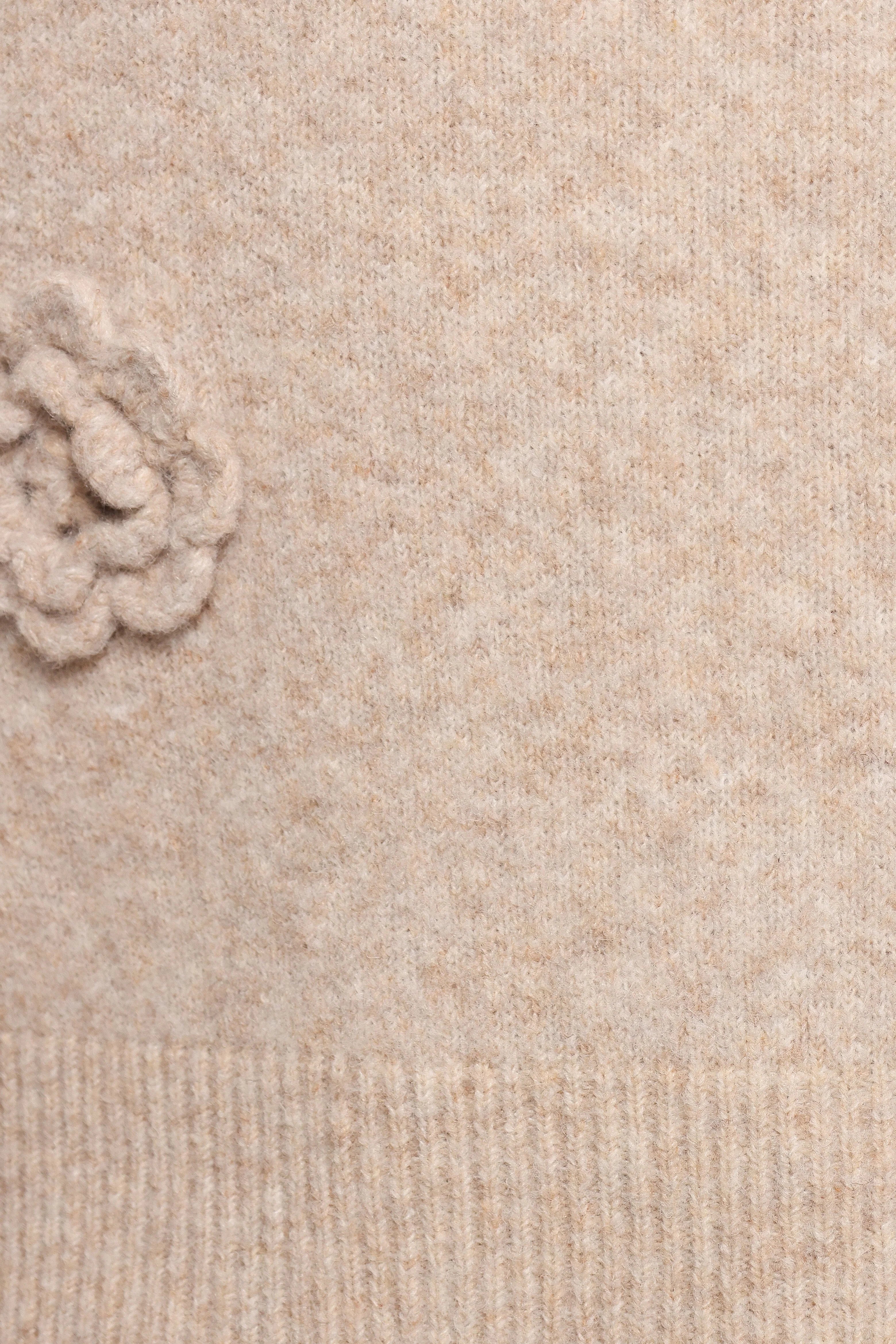 Wynne All Over Flower Knit Sweater Light Taupe