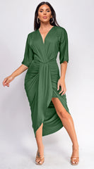 Zelia Venetian Midi Dress Green
