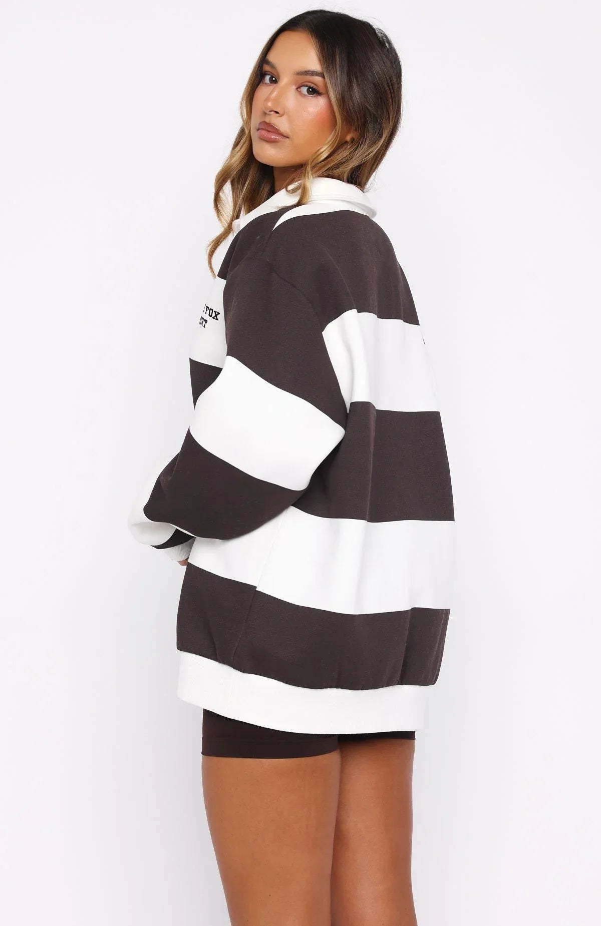 Make It Known Oversized Henley Sweater Dark Chocolate