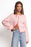 Payton Scallop Cardigan Pink Red