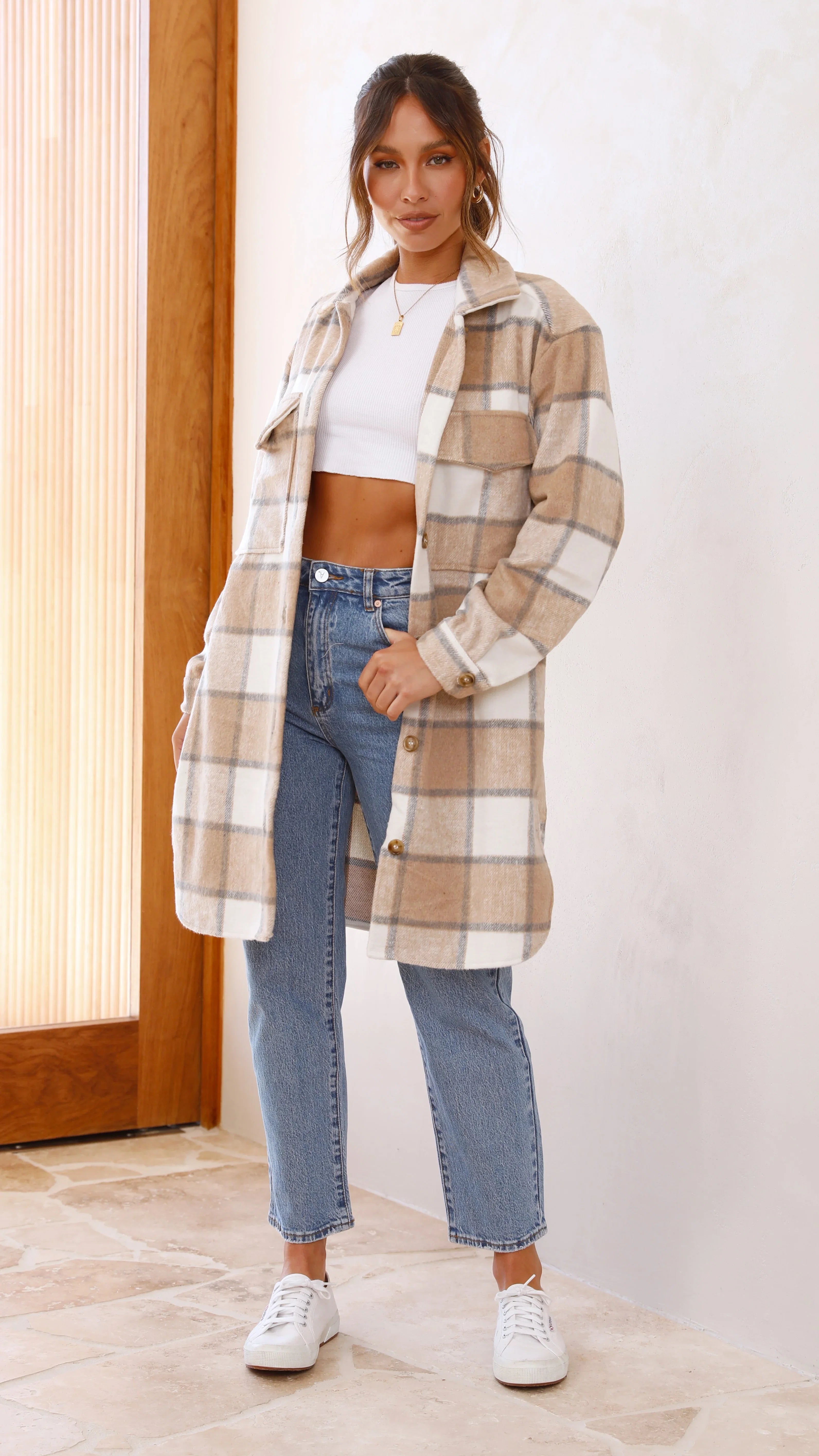 Saskia Jacket Beige Cream Check