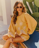 Citrus Meadow Embroidered Balloon Sleeve Blouse
